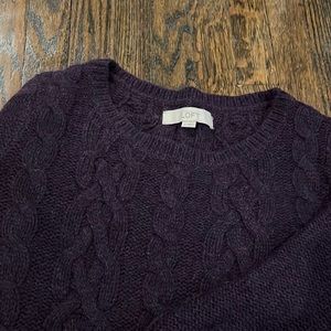LOFT Cable Knit Sweater dark purple